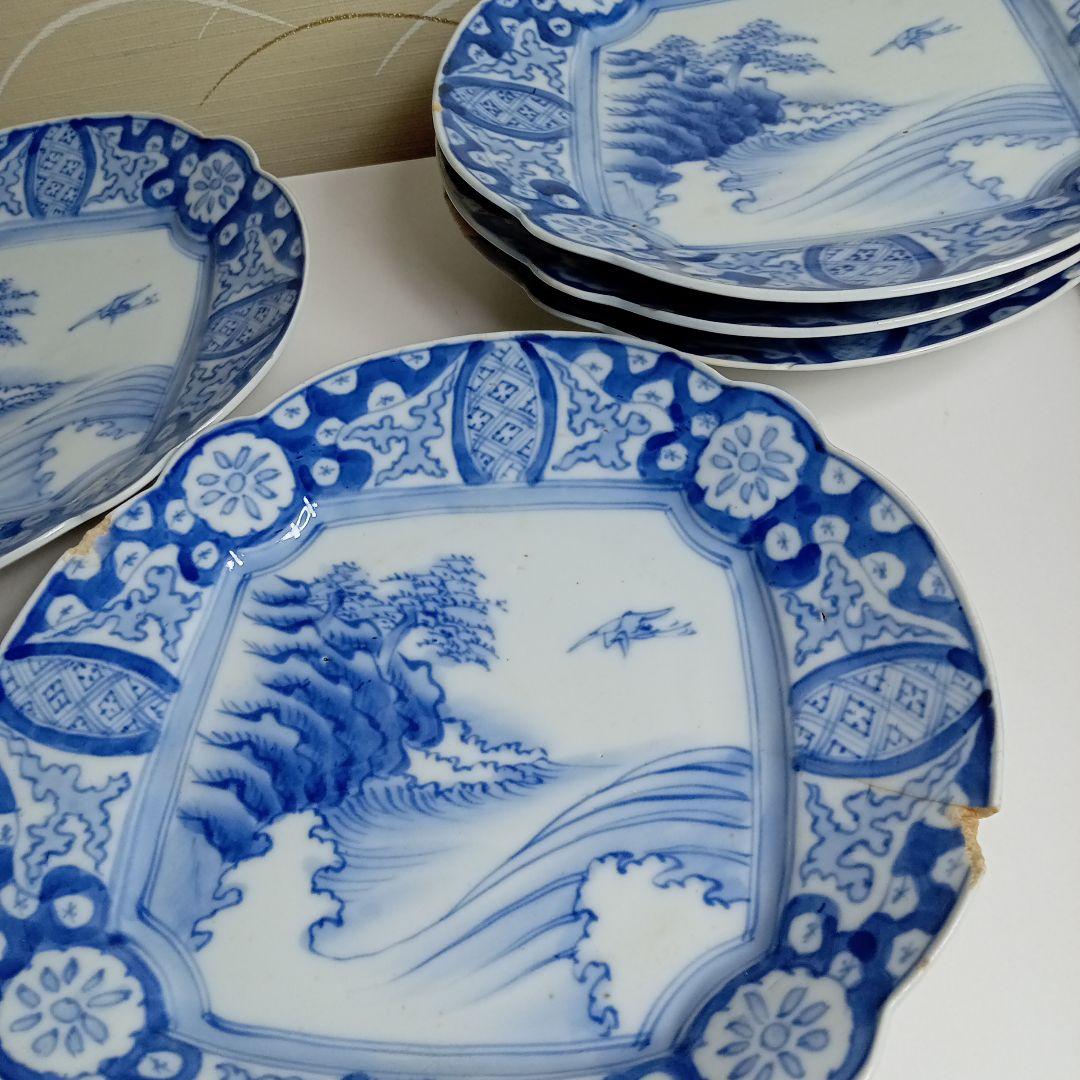 古伊万里　謙　染付　皿5枚　F−284