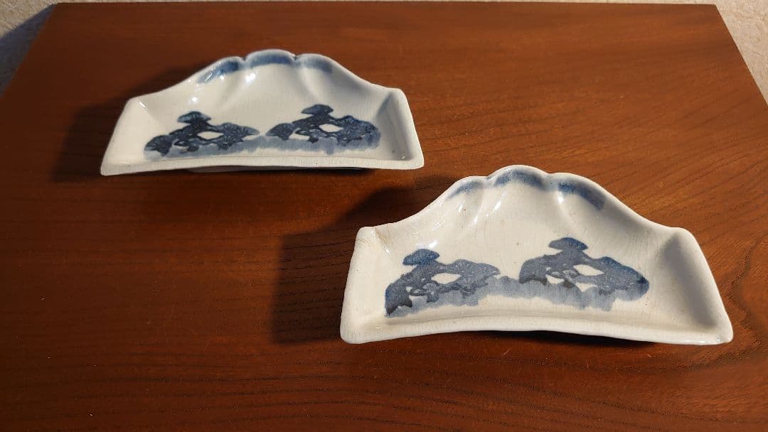 初期伊万里　古伊万里　染付　山型皿　アンティーク古伊万里　蔵出し　2客