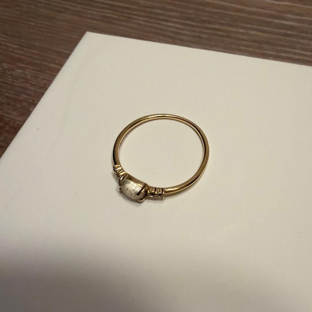 【13号】 ete K10YG ムーンストーン ホワイトトパーズ リング