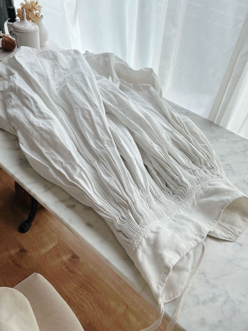 専用　希少！フランスアンティーク　ギャザースカート　アンティークコットン