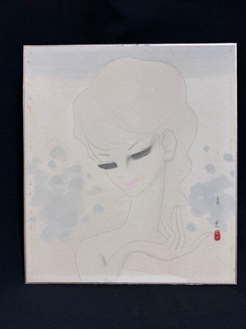 東郷青児 鑑定済婦人像 直筆サイン 印有り 東郷青児鑑定委員会 鑑定証型押し印付