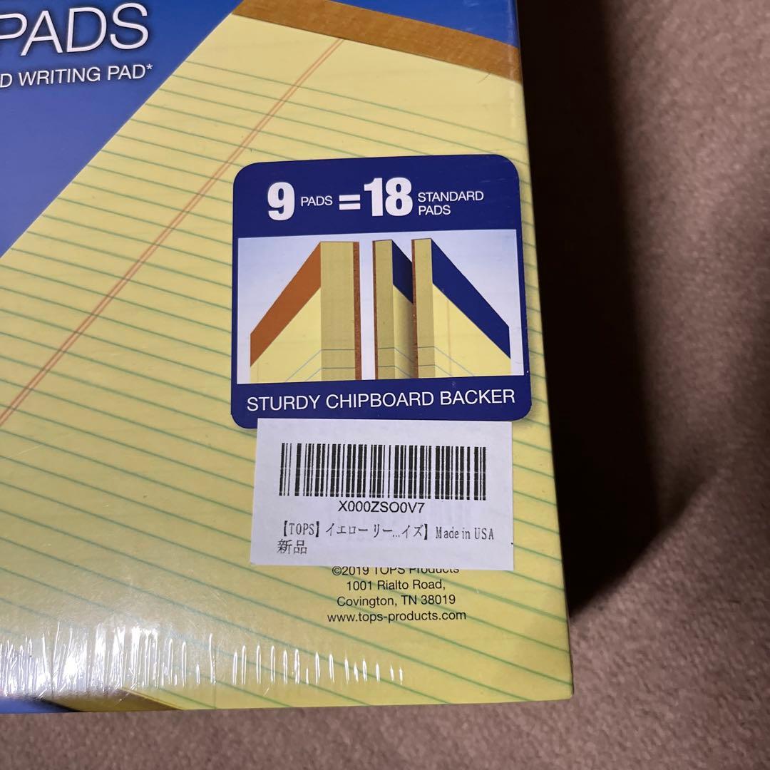 【TOPS】イエロー リーガルパッド (100シート×9冊 )