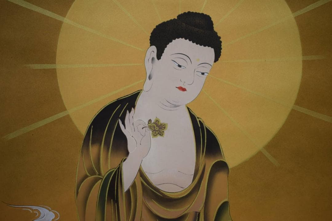 真作/福田素仙/三尊佛図/桐共箱付/布袋屋掛軸HH-117