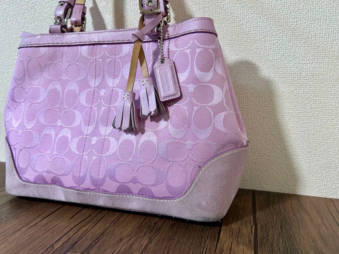 COACH コーチ　ショルダーバッグ　肩掛け　シグネチャー　ピンク　収納袋付き
