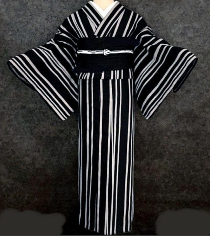 ■最高級しじら織浴衣 波縞紺■反物染め抜きの抜染■着物着用可■涼し綿麻浴衣■新品