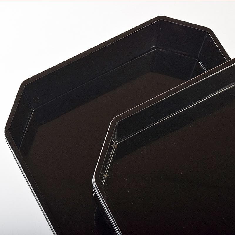 茶道具　木製本漆塗　黒真塗　五段縁高重　弁当箱　V　R8335B