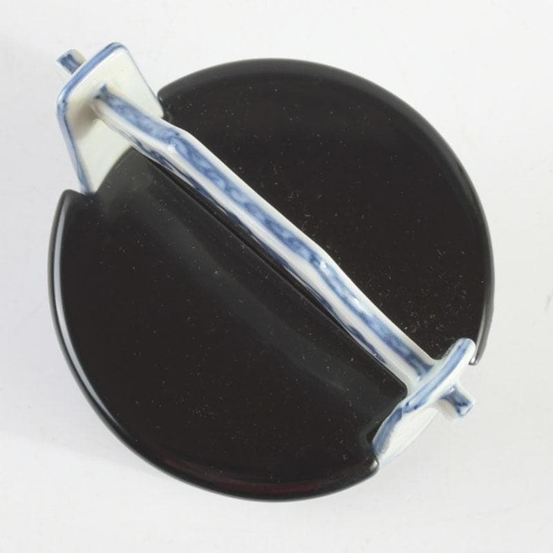 茶道具　平安和峰作　染付　花草神獣文　手桶茶入　共箱　V　9485