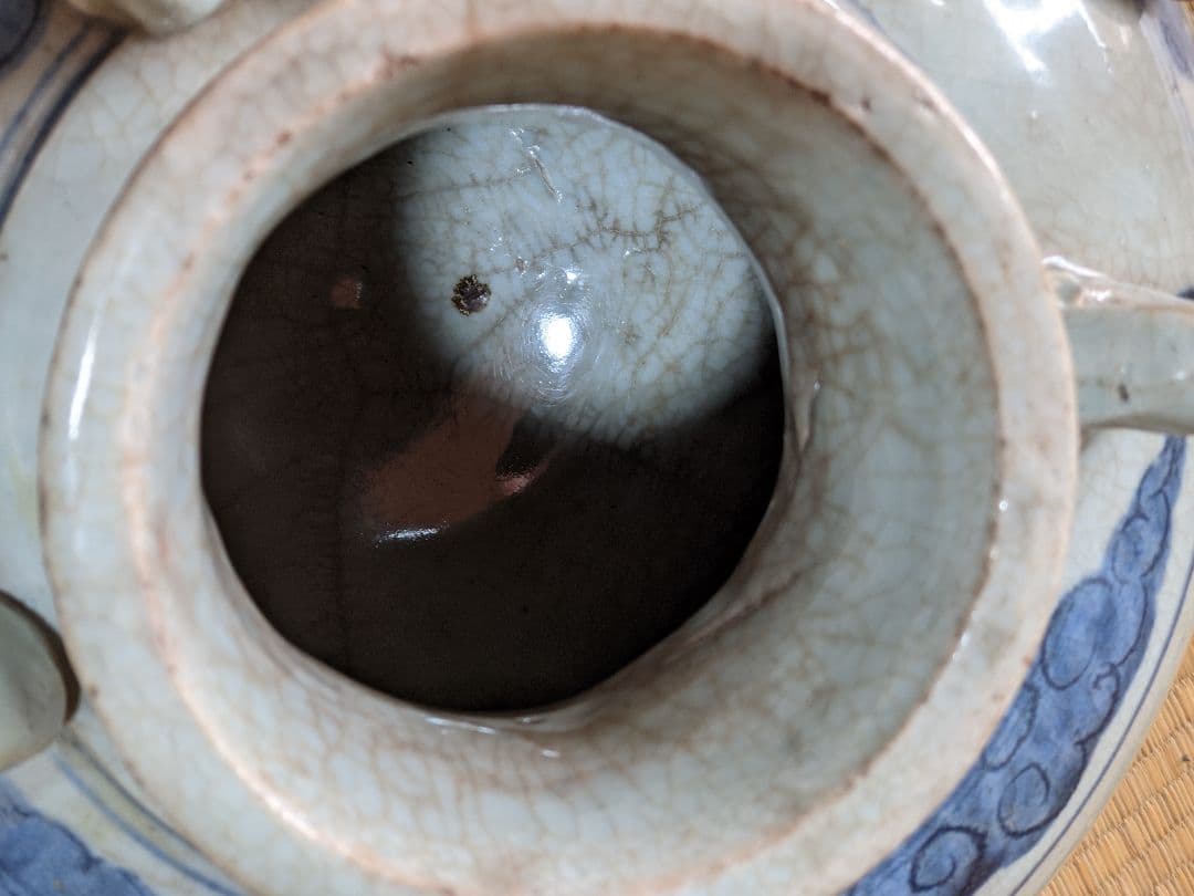 ⭐中国古陶磁 明時代末 染付 麒麟鳥紋様 四耳壺 古玩 古美術品 骨董品