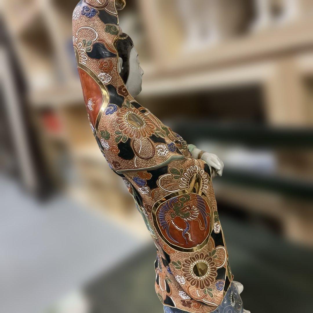 金彩九谷観音像　石川県九谷焼 優しい顔立ち　古美術　骨董　アンティーク仏教美術