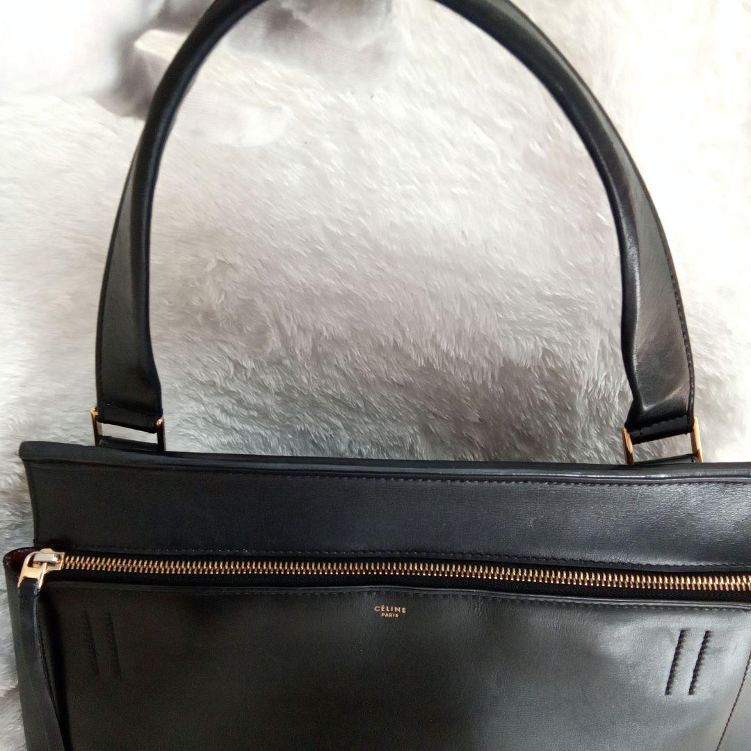 美品 CÉLINE セリーヌ エッジ ブラック レザー ハンドバッグトートバッグ