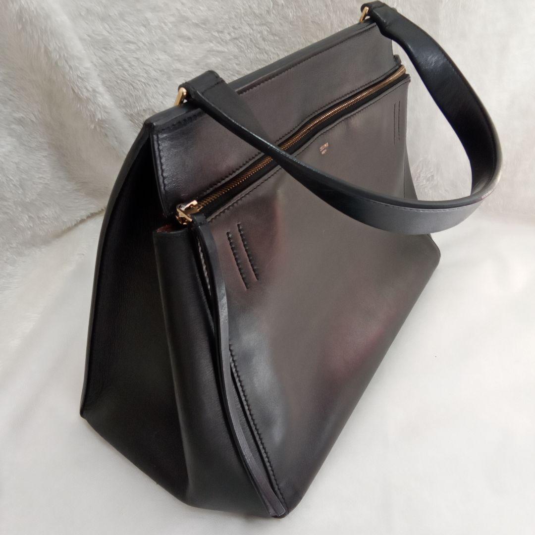 美品 CÉLINE セリーヌ エッジ ブラック レザー ハンドバッグトートバッグ