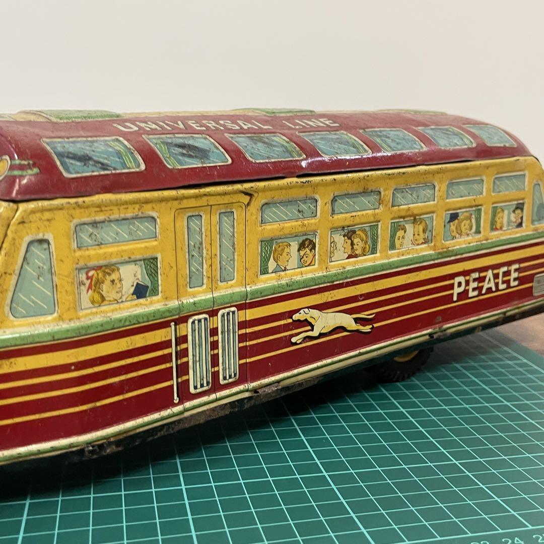 昭和レトロ　ブリキ　ボンネットバス　PEACE おもちゃ　ミニカー　バス