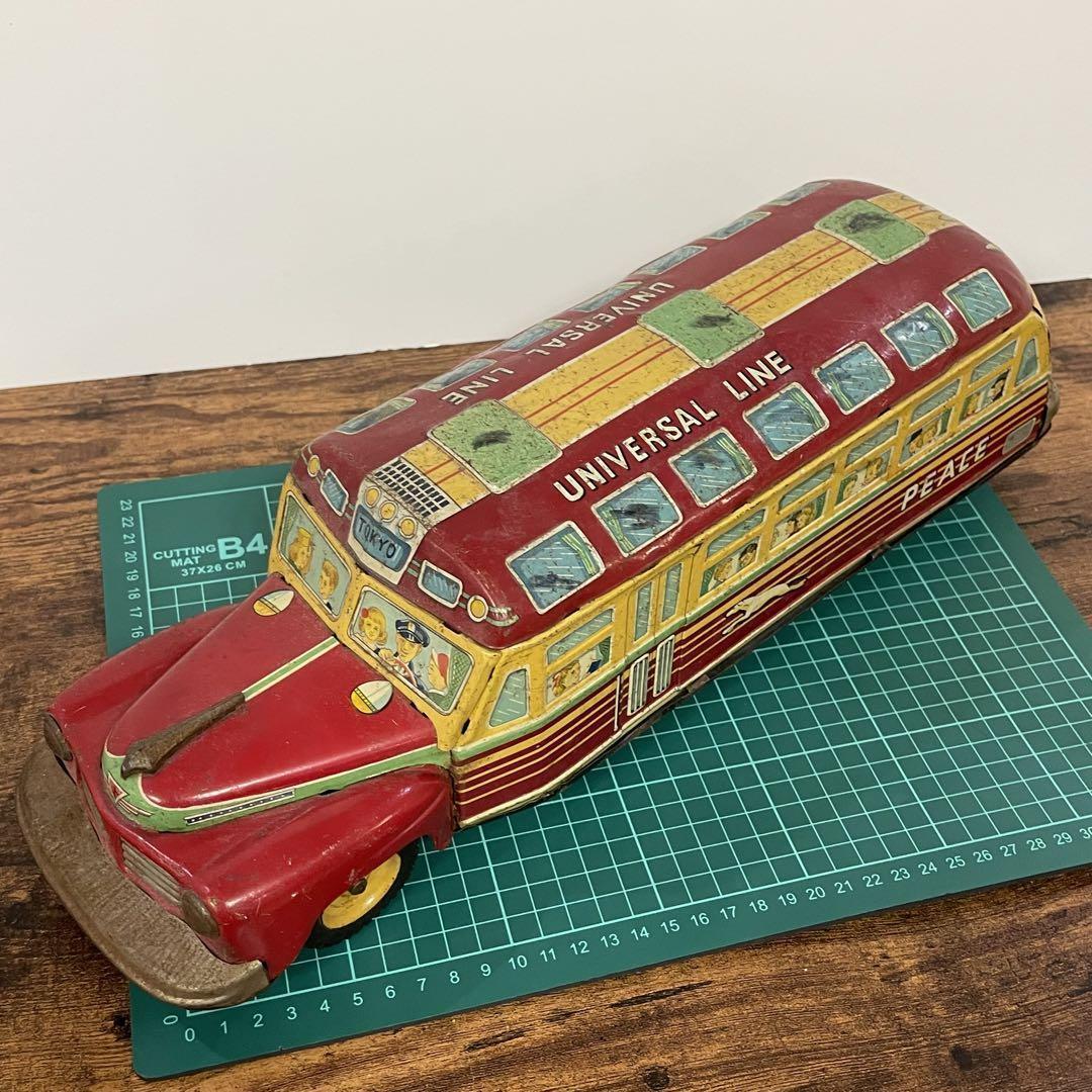 昭和レトロ　ブリキ　ボンネットバス　PEACE おもちゃ　ミニカー　バス