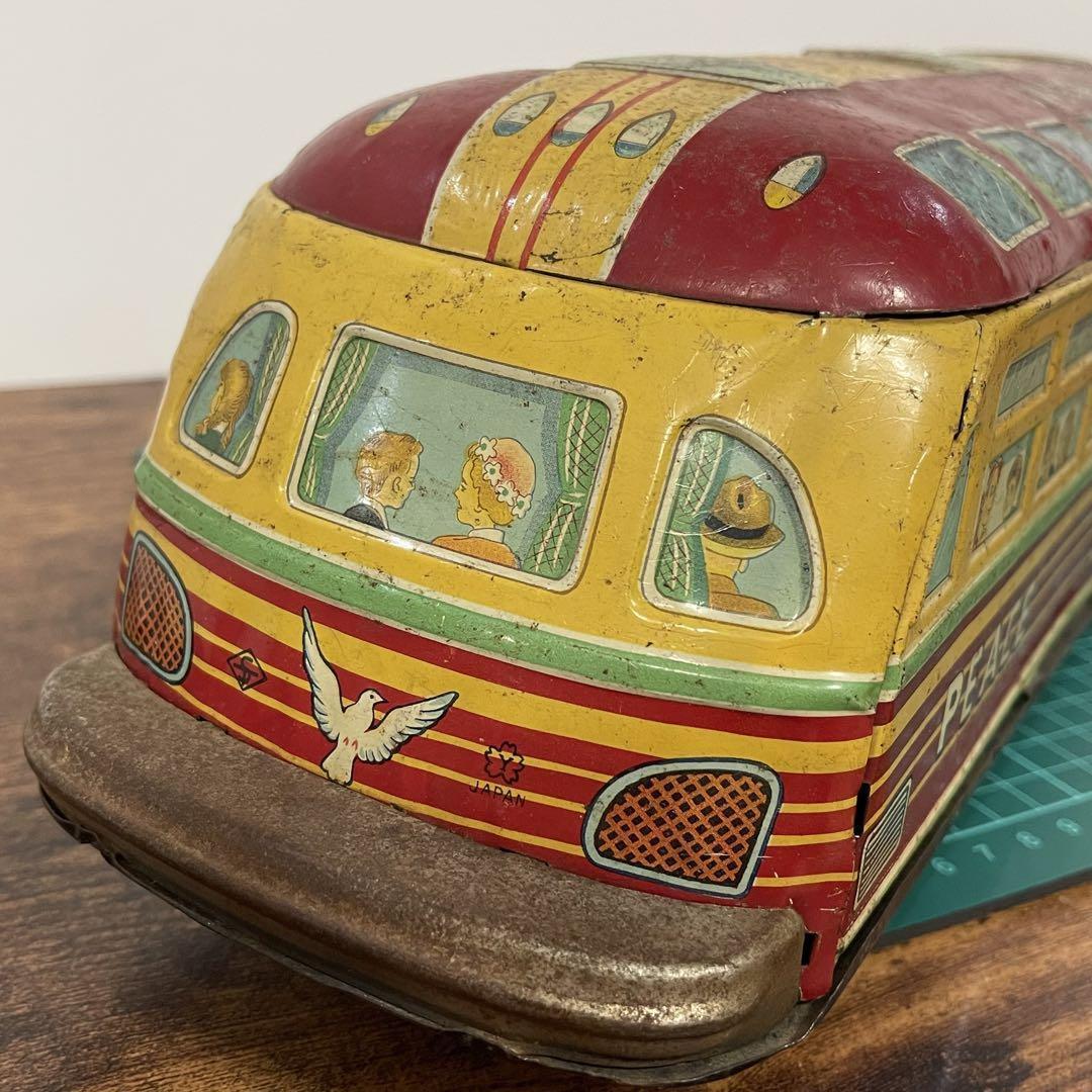 昭和レトロ　ブリキ　ボンネットバス　PEACE おもちゃ　ミニカー　バス