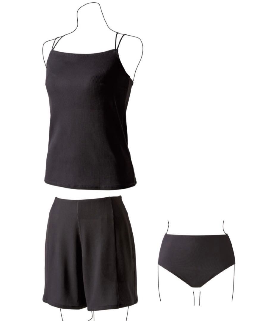 ＩＥＤＩＴ　福田麻琴さんコラボ　リブ素材のスイムウェア３点セット〈ブラック〉