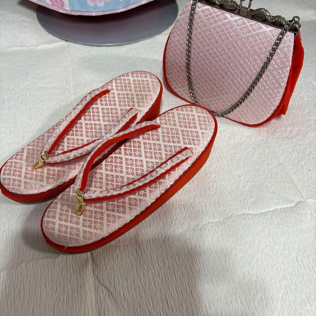 七五三　着物セット　7歳　水色　花柄　ポンポネット