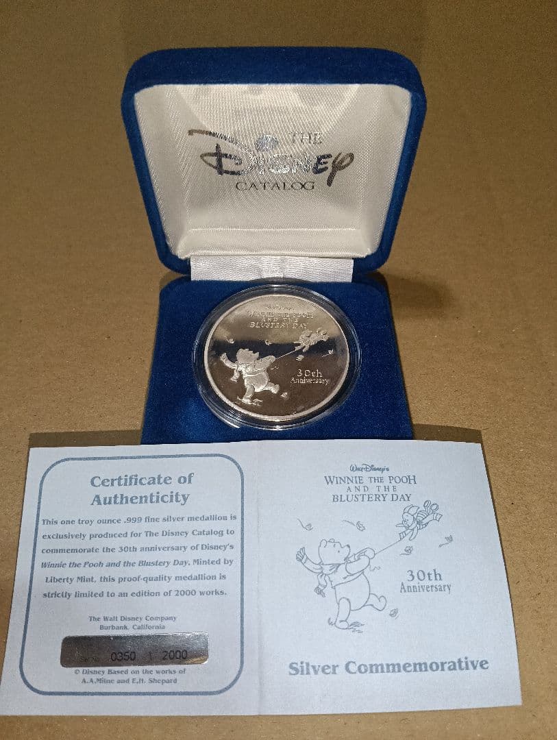 断*離様 ディズ二ー くまのプーさん30周年シルバーメダル 純銀 シリアルナンバ