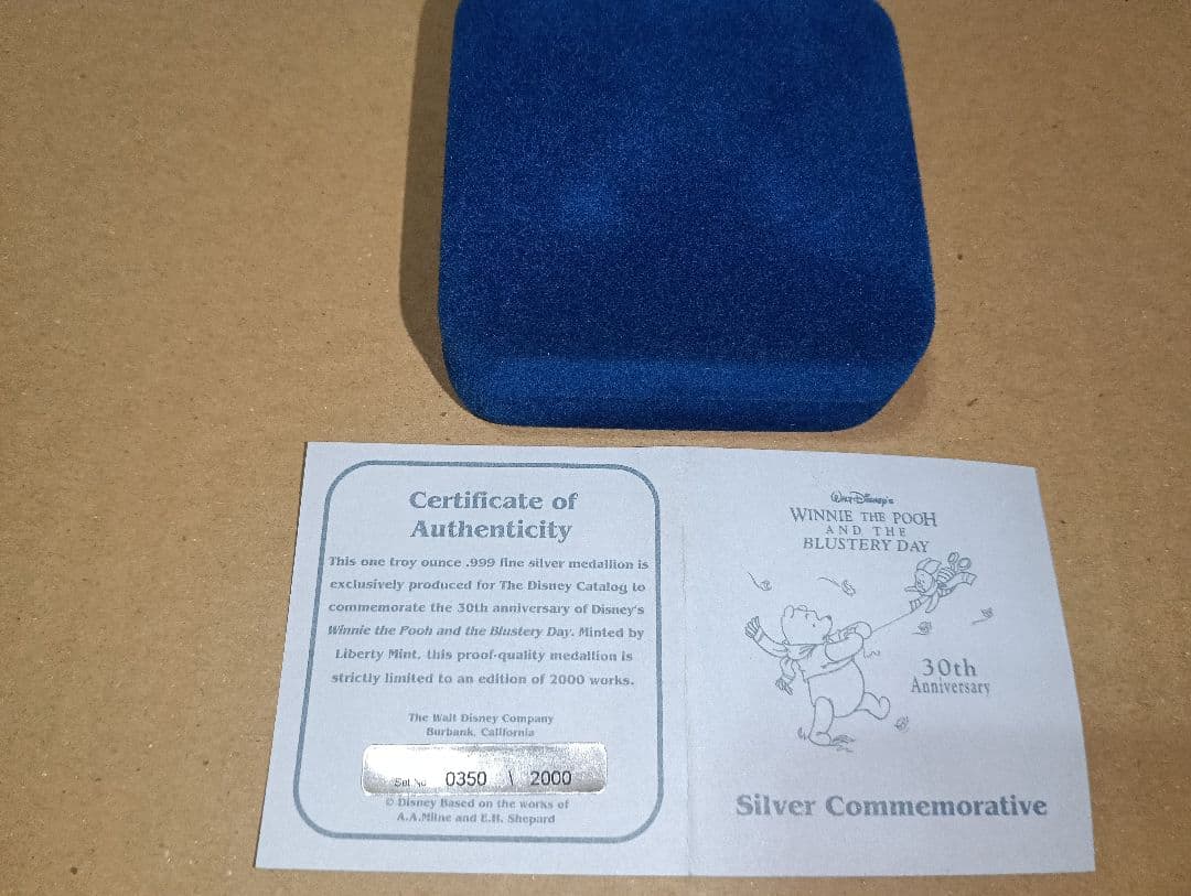 断*離様 ディズ二ー くまのプーさん30周年シルバーメダル 純銀 シリアルナンバ