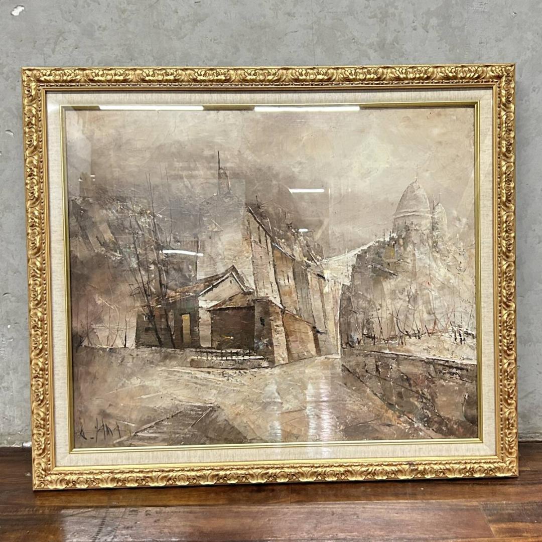 山崎修 「ラパナジル モンマルトル画」 油彩 F20 額装 在フランス実力派