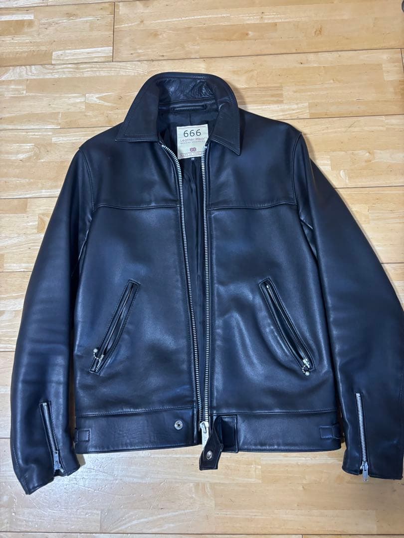 666 本革 シングルライダースジャケット サイズ36 ブラック