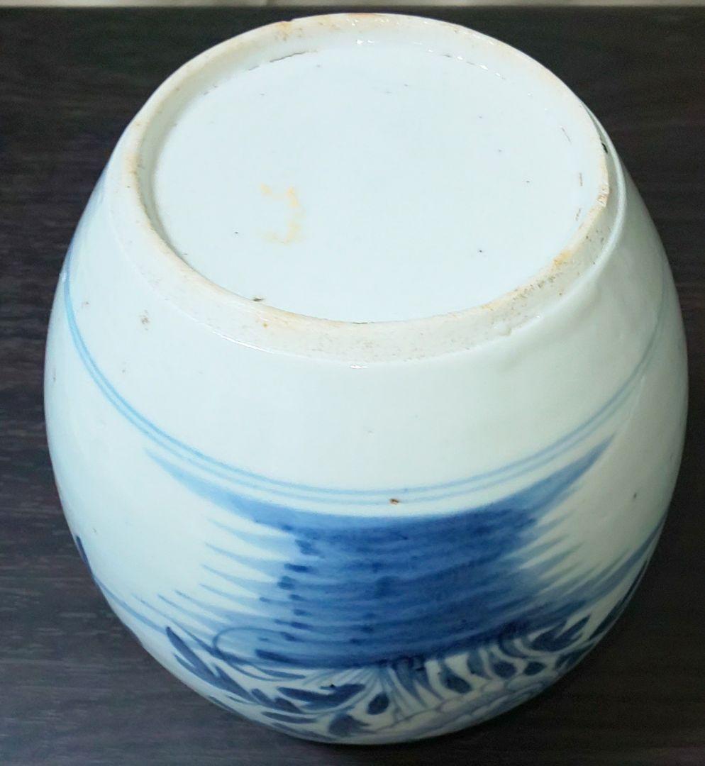 中国美術 清時代 白磁染付花蝶文様 陶磁器茶壷