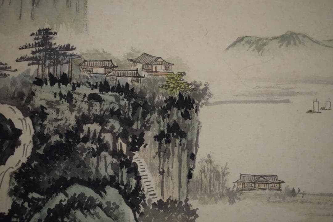 不詳/作者不詳/中国画/谿山翠靄/山水図/布袋屋掛軸HJ-728