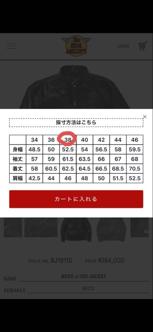 値下げ！【試着のみ】Buco J-100ライダース サイズ38 リアルマッコイズ