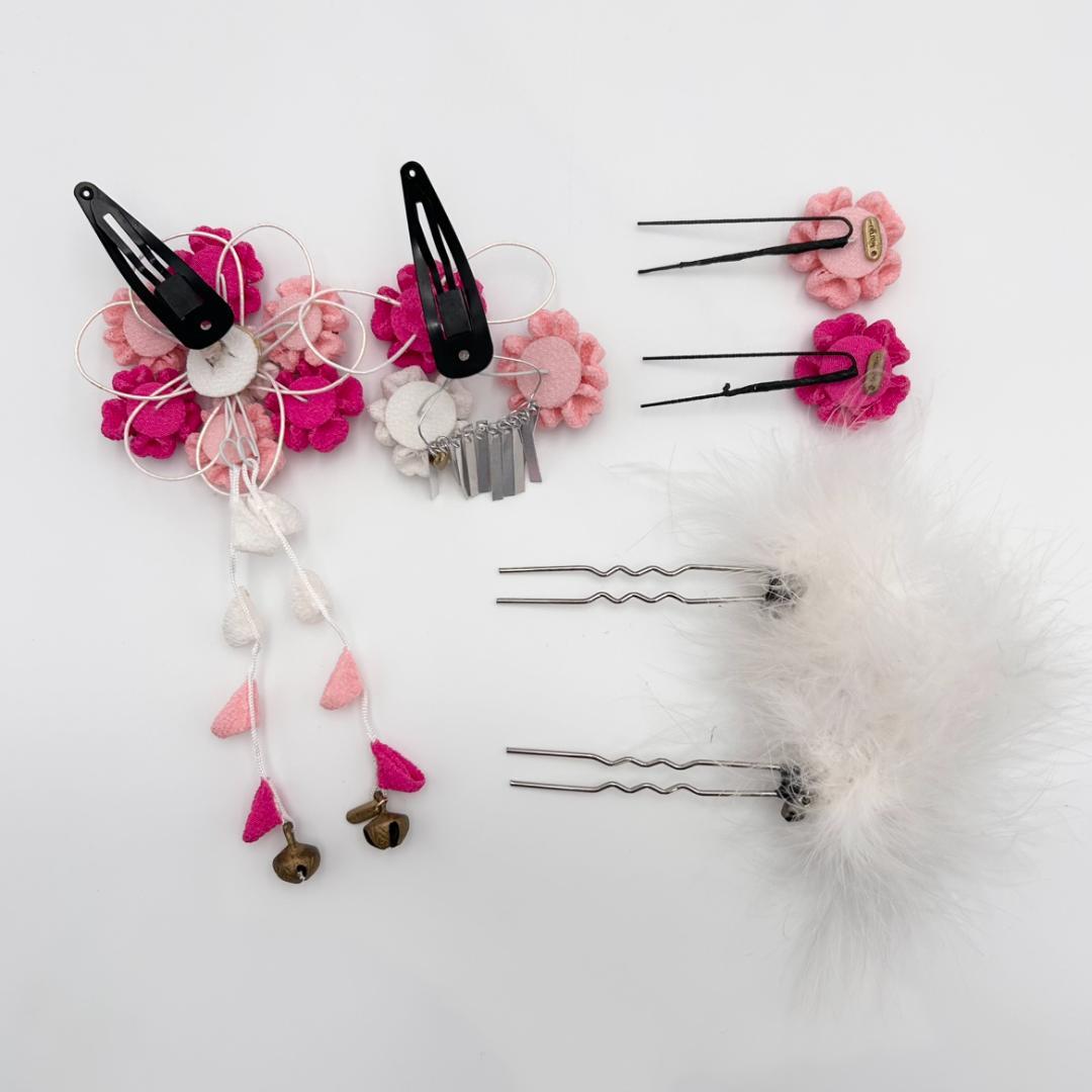 成人式　着物　和装　草履　ぞうり　鞄　カバン　髪飾り　まとめ売り　花柄　ピンク系