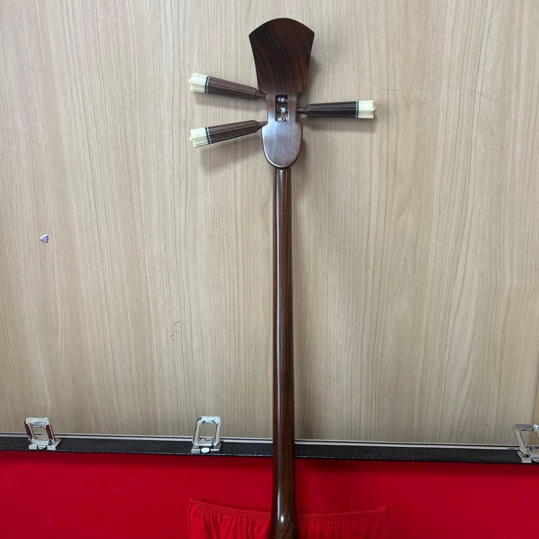 三線 沖縄 蛇皮 1枚張り ハードケース 宮古木工芸 故与儀栄功 氏