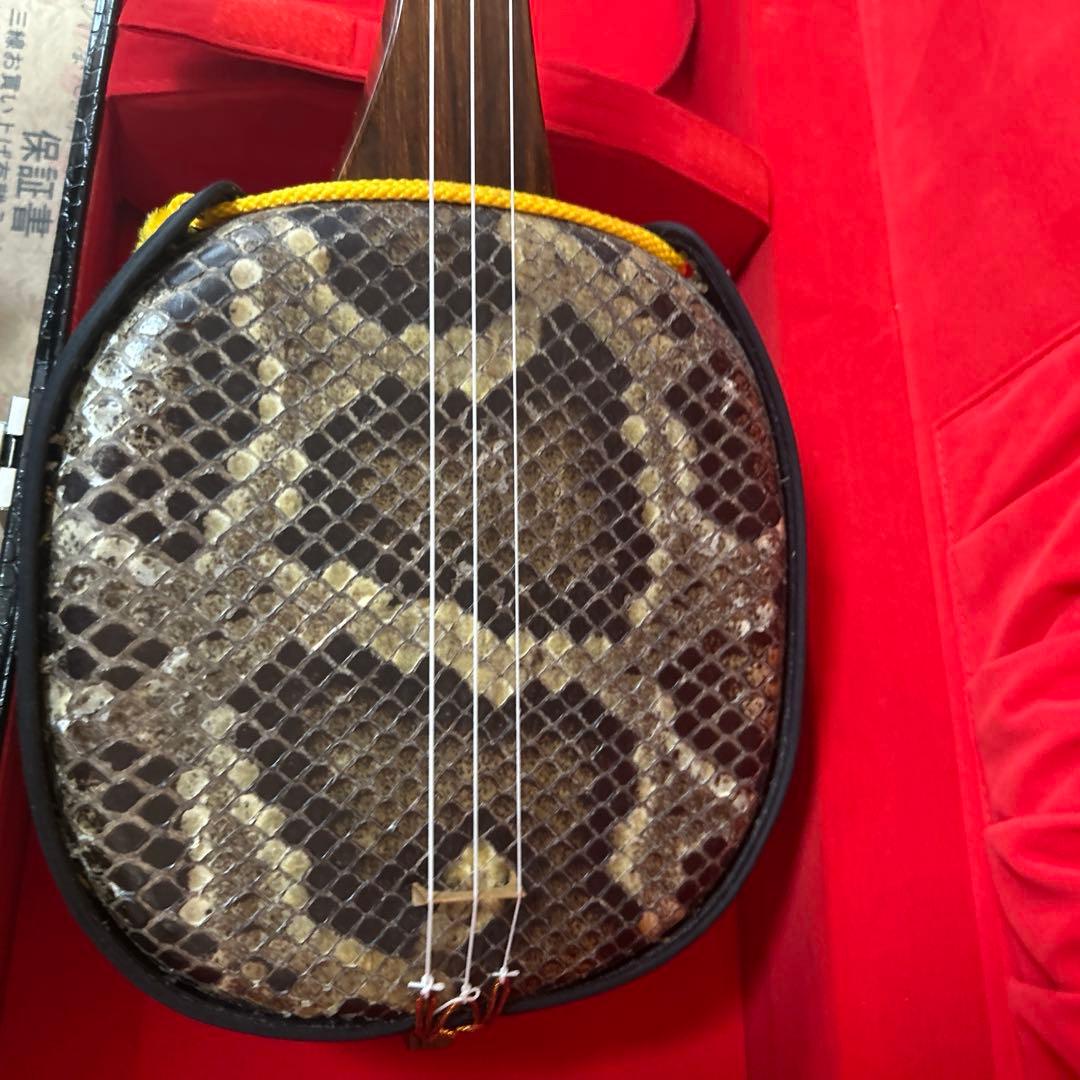 三線 沖縄 蛇皮 1枚張り ハードケース 宮古木工芸 故与儀栄功 氏