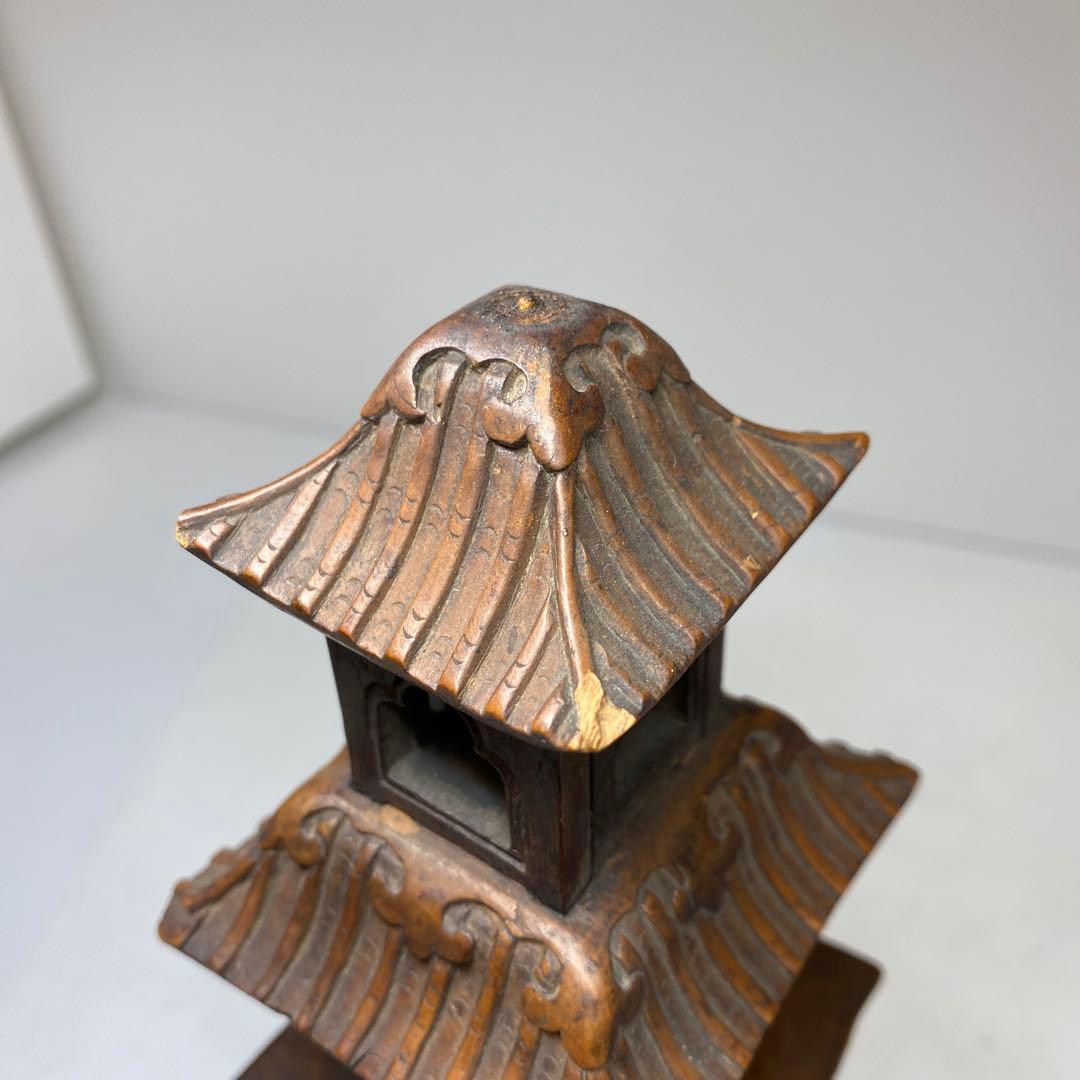 時代　黄楊木　極上彫　龍灯籠　タサオ　東さ8-0104☆2F