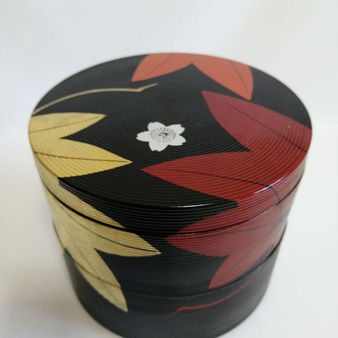 平安象彦 錦曇 木製 二段重箱 茶道具 和菓子 花見