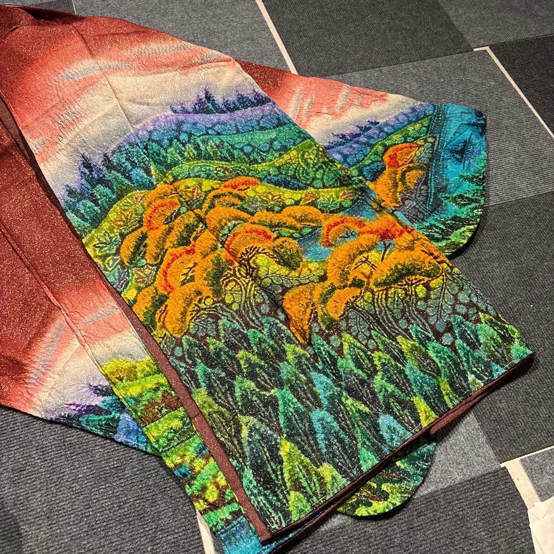 【1/1】振袖（作家物）☆風景画（紅色）