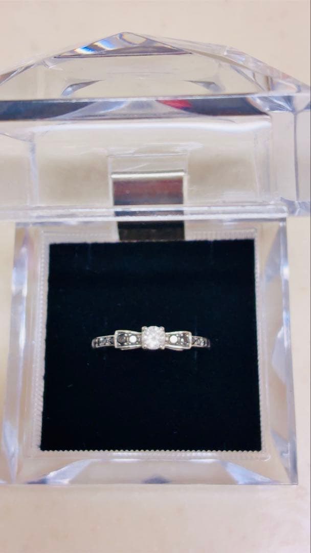 10K ブラックダイヤ ＆ダイヤリング 12号