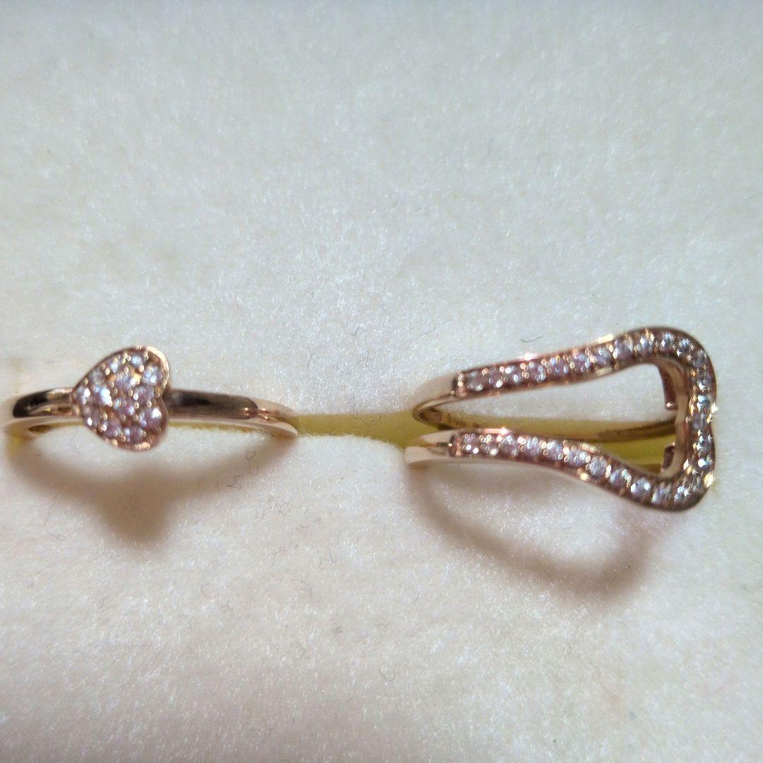 10Kゴールド ハート型 2連リング　お値引き可能で