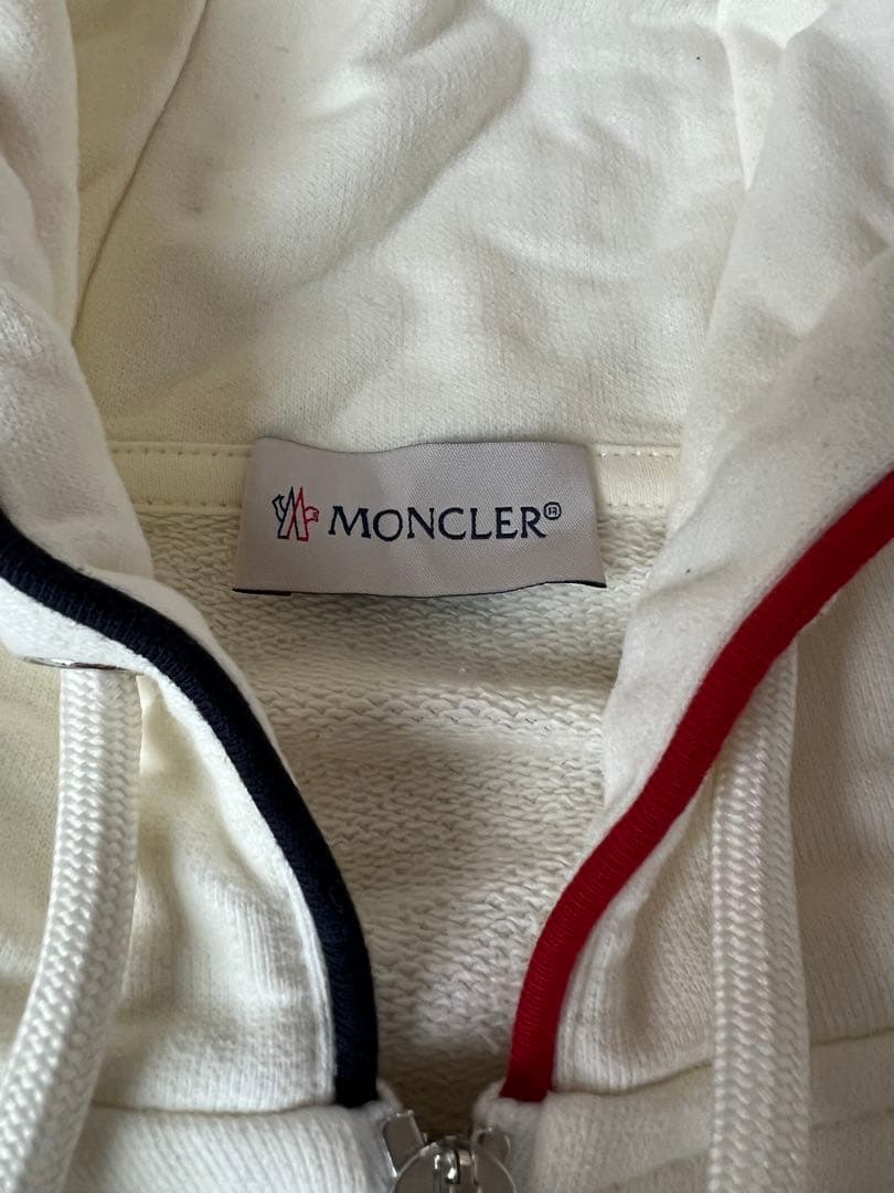 春！　モンクレール　フーディパーカー　白　XL ホワイト