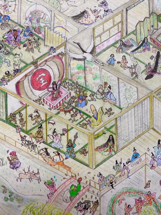 〜巻かない源氏絵巻〜色鉛筆画