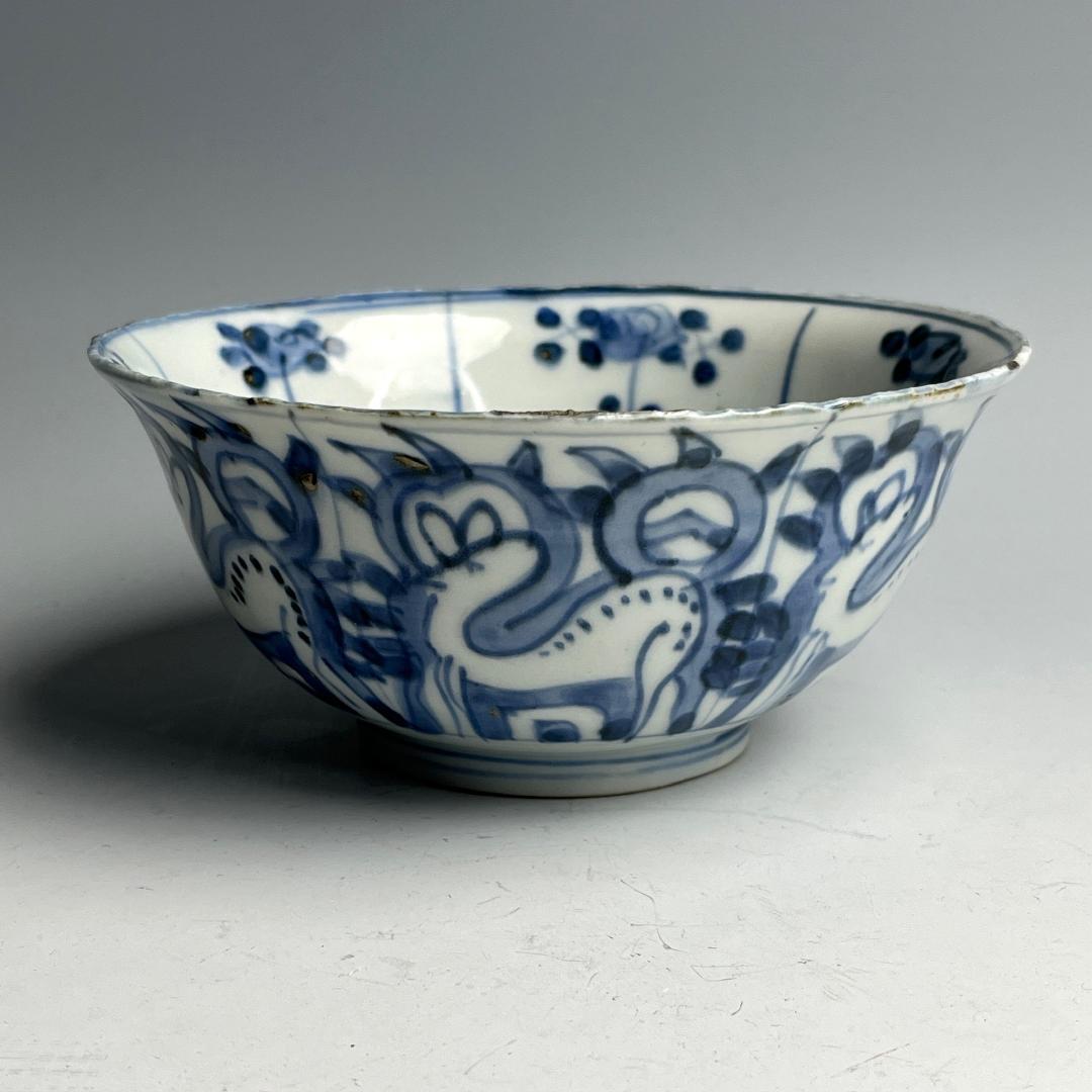 鹿紋鉢 古染付 明時代 中国美術 擺件 旧家 766+