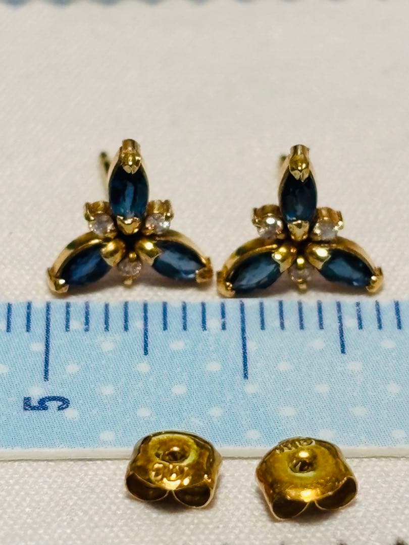 K18 サファイア ダイヤモンド ピアス