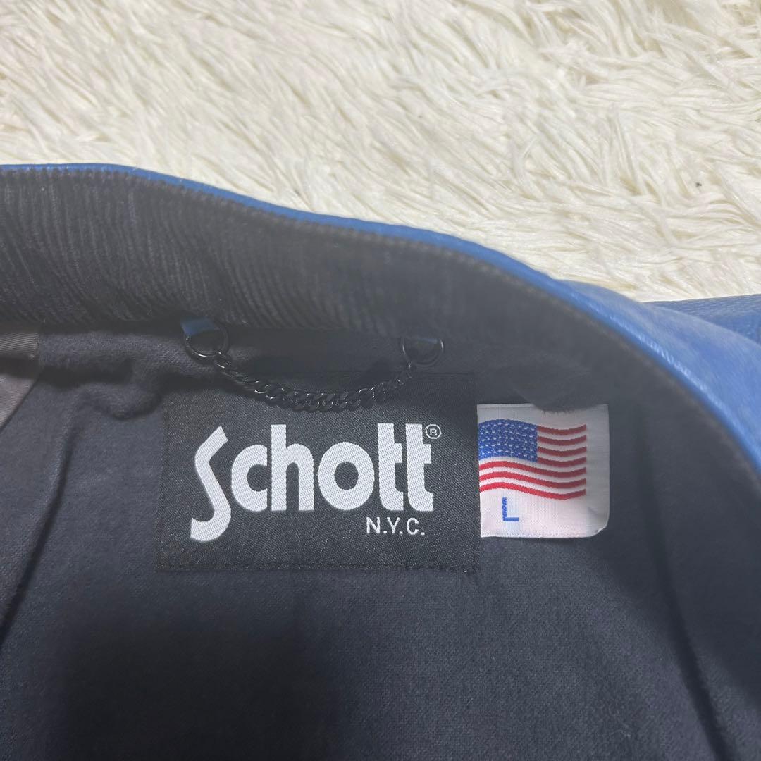【希少！良品！✨】Schott ショット レザー ジャケット レーシング 青