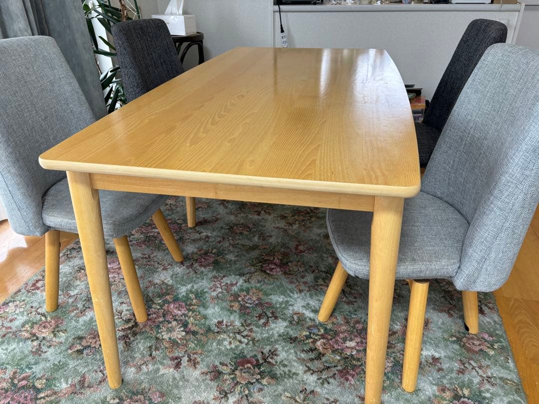 【ピース】北欧スタイル ウッド ダイニングテーブルW150 引出し付き