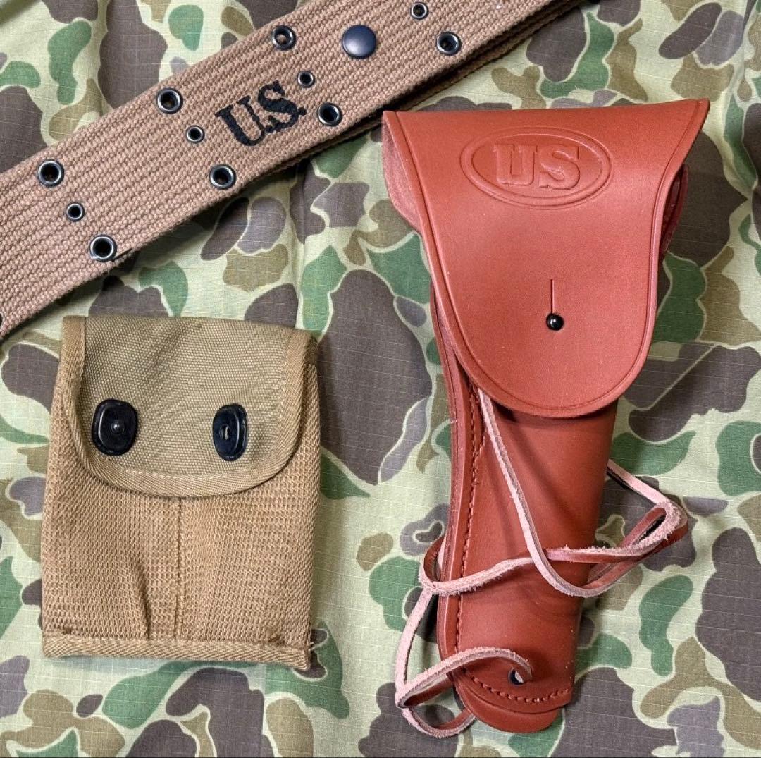 WWⅡ 米軍 ガバメント用ホルスター、マガジンポーチ、ピストルベルトの3点セット