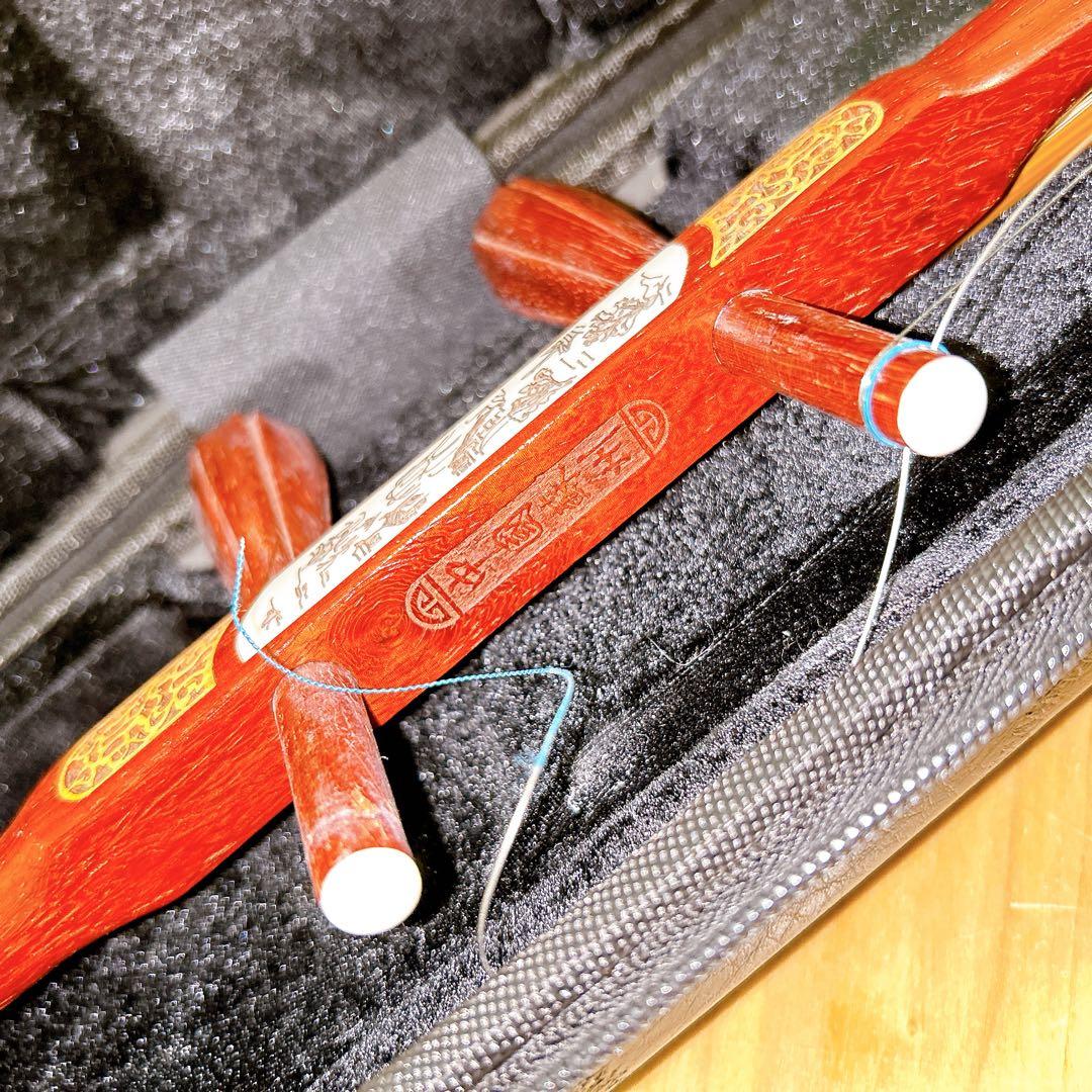 二胡 紅木 彫刻 蛇皮 民族楽器 弓 ケース