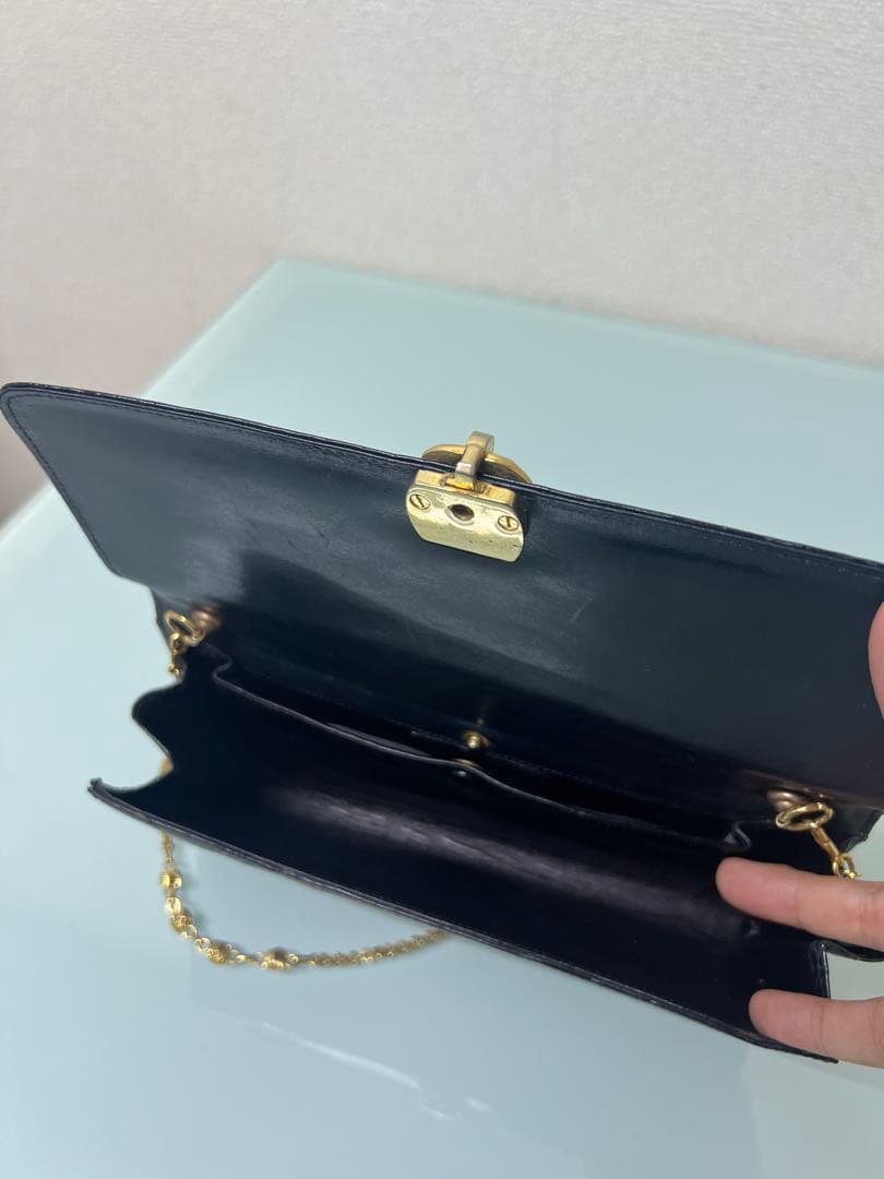 希少★GINO TROMBA シャインクロコダイル ショルダー付クラッチバッグ