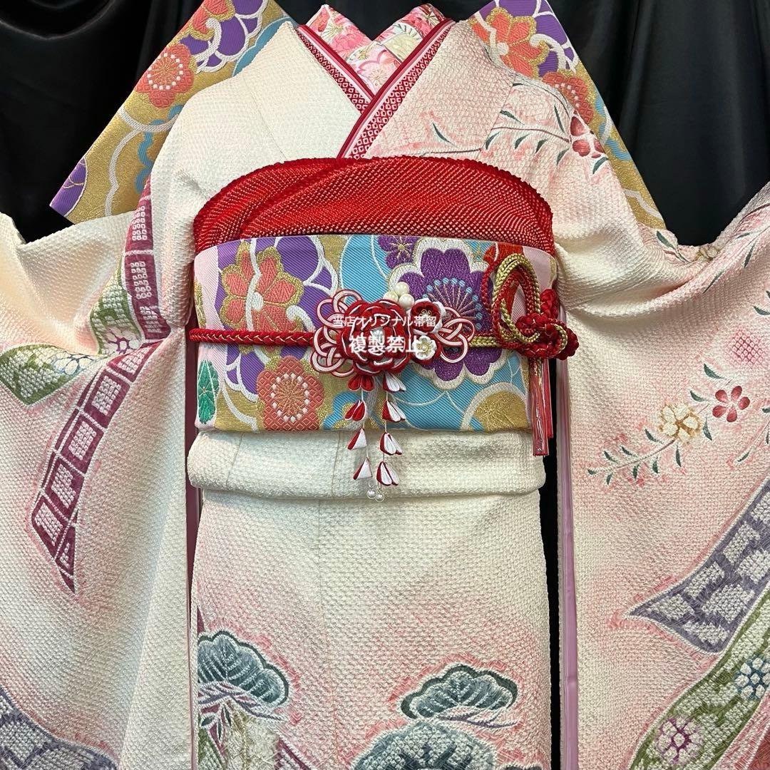 ■逸品■総絞り■古典御所車模様■正絹振袖フルセット■成人式結婚式■振袖一式