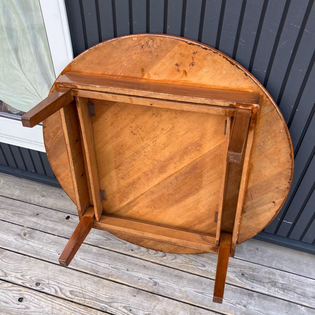 昭和レトロ 木製円卓 円形座卓 折りたたみテーブル ちゃぶ台 ラウンドテーブル