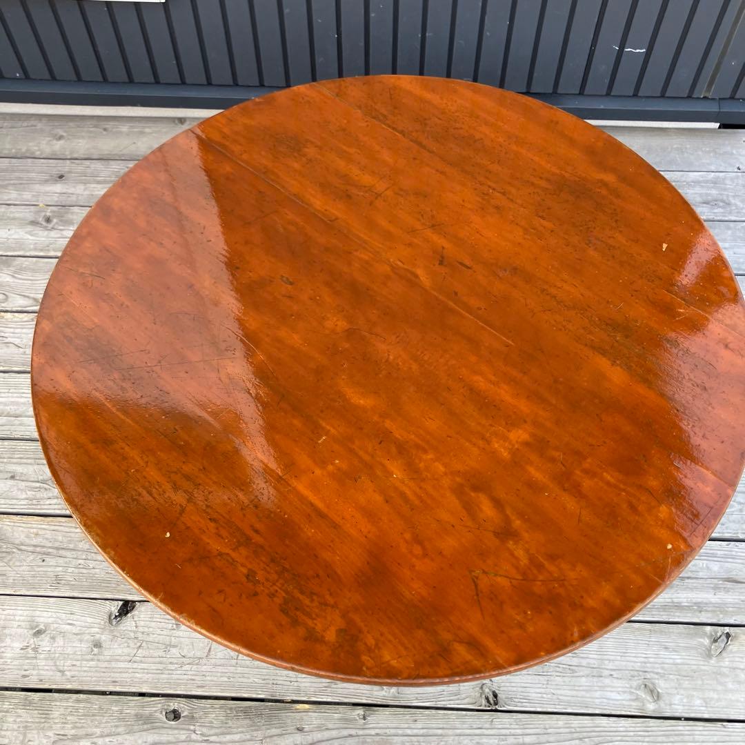 昭和レトロ 木製円卓 円形座卓 折りたたみテーブル ちゃぶ台 ラウンドテーブル