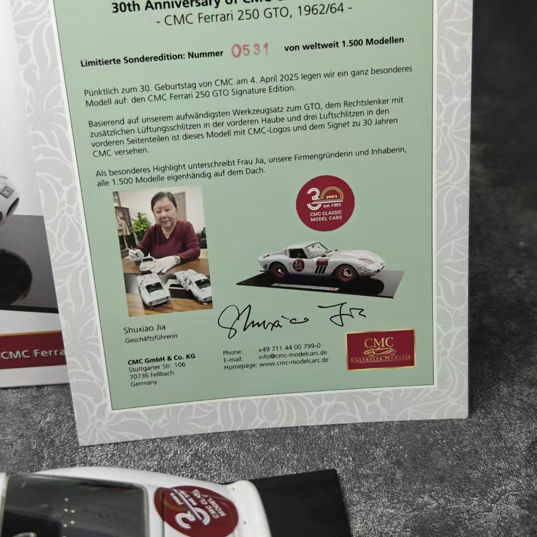 新品 CMC 1/18 フェラーリ 250 GTO 30周年記念モデル ミニカー