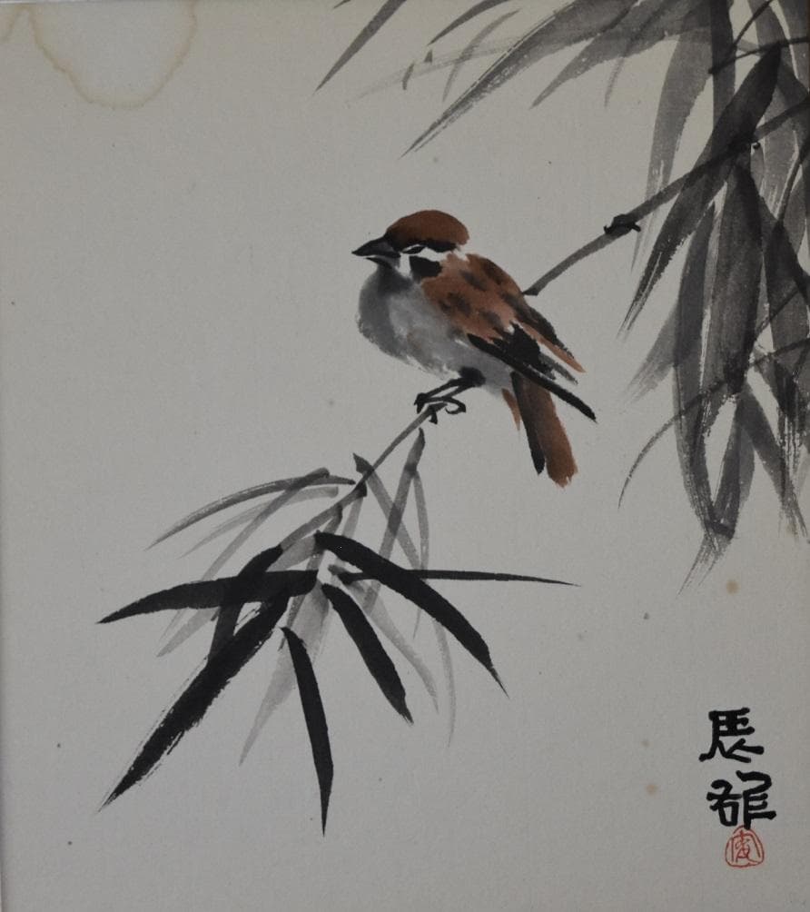 文化勲章受章作家・高山辰雄　日本画　希少作品　肉筆原画　色紙