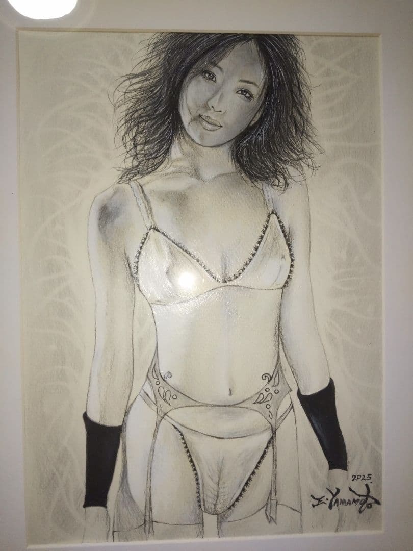 裸婦、美人画、絵画４号、光の中、S、山本英二、真筆、肉筆、新品額縁、高塚省吾。